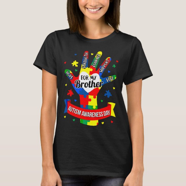 Autism Awareness Boy Kids Brother Puzzle T-Shirt (Front)