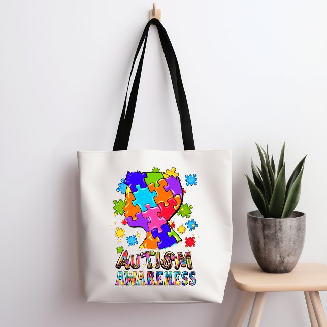 Autism Awareness Boy Puzzle Tote Bag (Creator Uploaded)