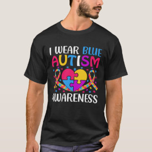 Autism Awareness Boys Girls I Wear Blue ASD Puzzle T-Shirt