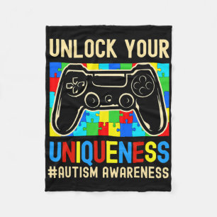 Autism Awareness Boys Girls Video Game Controller Fleece Blanket