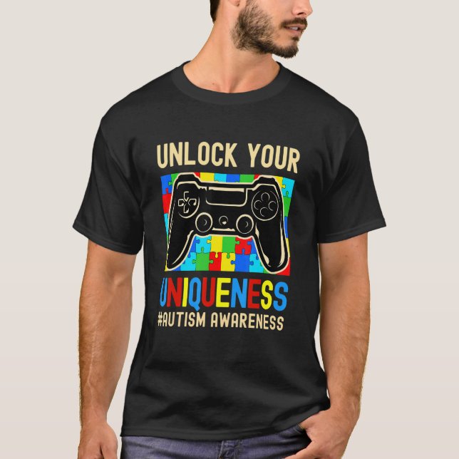 Autism Awareness Boys Girls Video Game Controller  T-Shirt (Front)