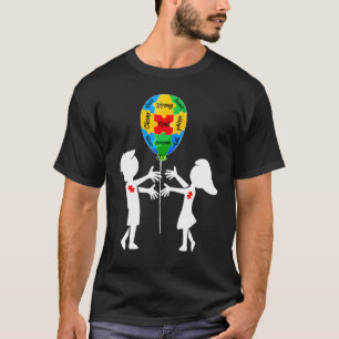 Autism Awareness Brother Sister Puzzle Balloon Kid T-Shirt