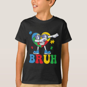 Autism Awareness Bruh Dabbing Puzzle Piece Dab Boy T-Shirt