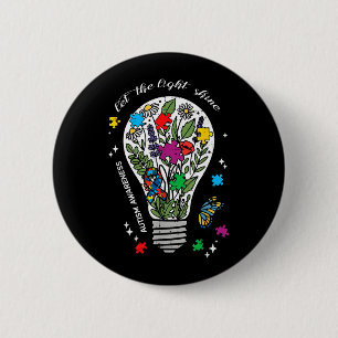 Autism Awareness Bulb Let The Light Shine ASD 2 Inch Round Button