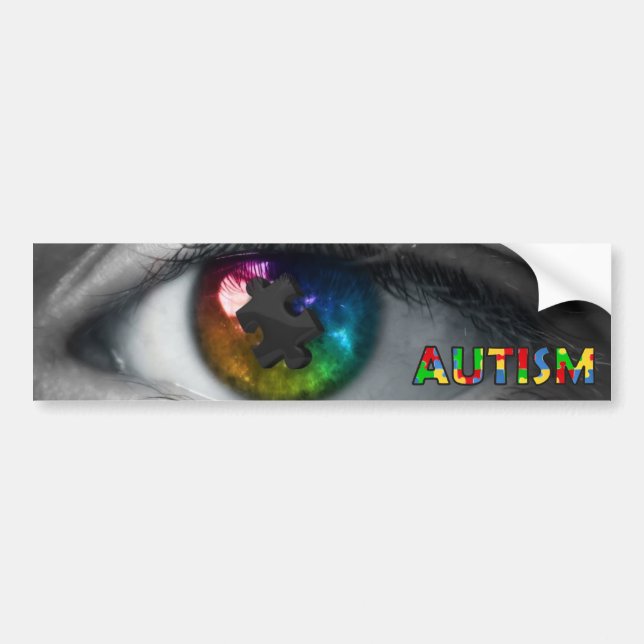Autism Awareness Bumper Sticker Multicolor Eye (Front)