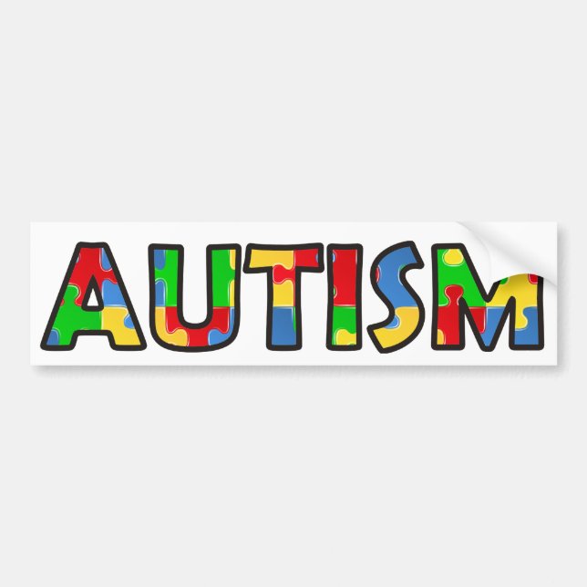 Autism Awareness Bumper Sticker Multicolor Puzzle (Front)