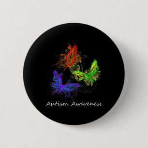 Autism Awareness Butterflies Without Puzzle Pieces 2 Inch Round Button