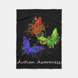 Autism Awareness Butterflies Without Puzzle Pieces Fleece Blanket