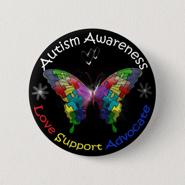 Autism Awareness Butterfly 2 Inch Round Button (Front)