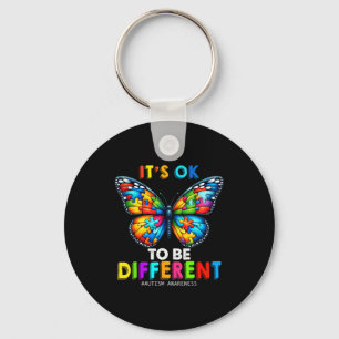 Autism Awareness Butterfly Animal Its Ok To Be Dif Keychain