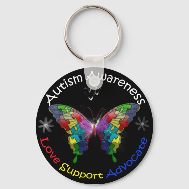 Autism Awareness Butterfly Keychain (Front)