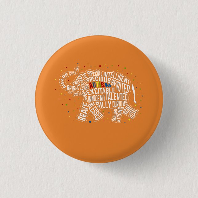 Autism Awareness Button: Elephant Button (Front)