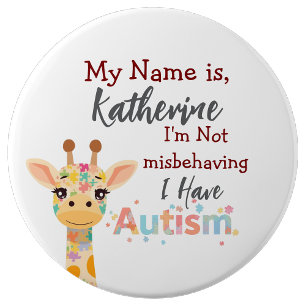 Autism awareness button, I'm not misbehaving  6 Inch Round Button