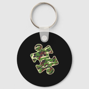 Autism Awareness Camo Puzzle Piece Vintage Camofla Keychain
