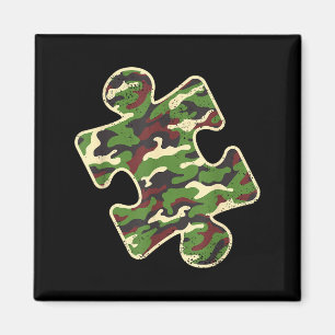 Autism Awareness Camo Puzzle Piece Vintage Camofla Magnet