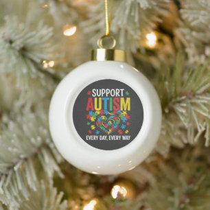 Autism awareness ceramic ball christmas ornament