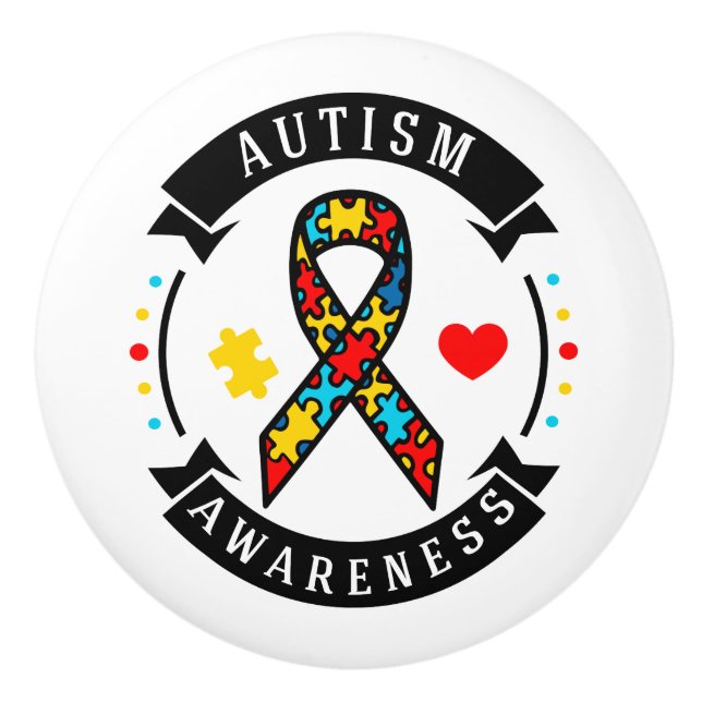 Autism awareness ceramic knob (Front)