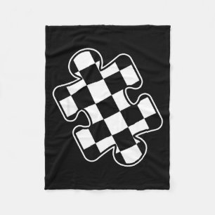 Autism Awareness Checkered Puzzle Piece Race Car G Fleece Blanket