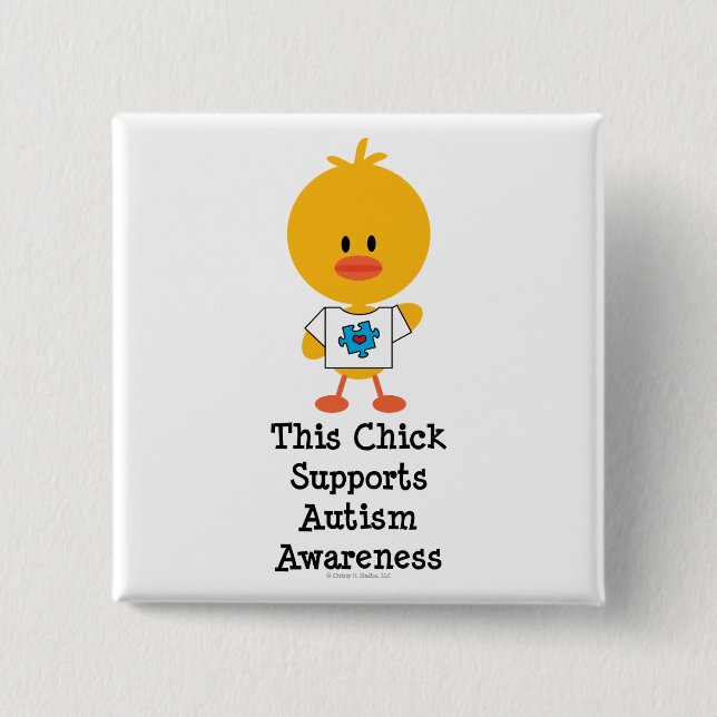 Autism Awareness Chick Button (Front)