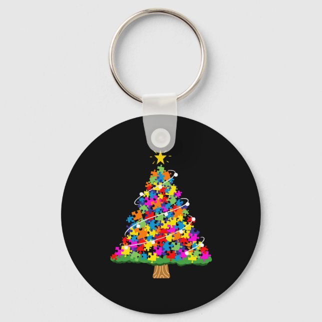 Autism Awareness Christmas Tree Keychain (Front)