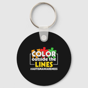 Autism Awareness Color Outside The Lines Support A Keychain
