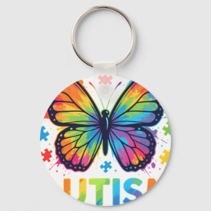 Autism Awareness Colorful Butterfly Puzzle Sweatsh Keychain