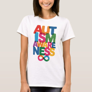Autism Awareness Colorful Typography Design with I T-Shirt
