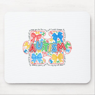 Autism Awareness Coquette Bow Women Girls Kids Mouse Pad