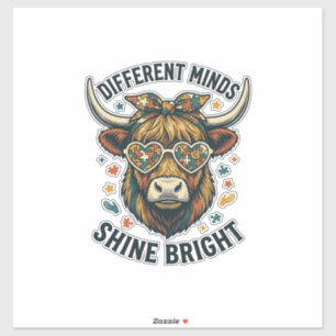 Autism Awareness Cow Vintage Engraving Support Des