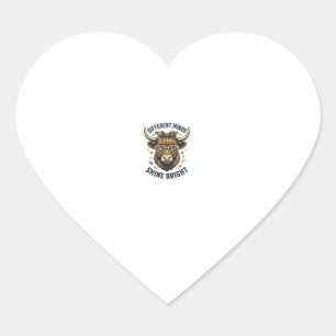 Autism Awareness Cow Vintage Engraving Support Des Heart Sticker