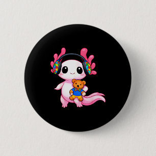 Autism awareness cute axolotl animal 2 inch round button