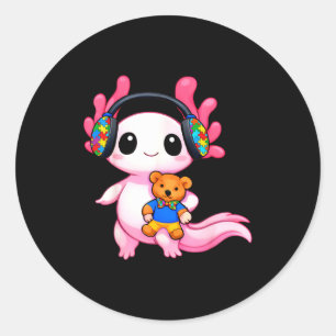 Autism awareness cute axolotl animal  classic round sticker