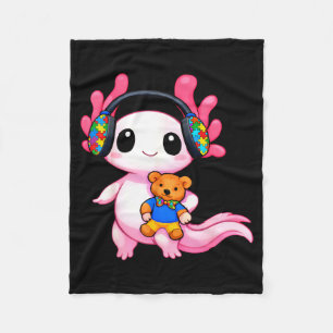 Autism awareness cute axolotl animal  fleece blanket