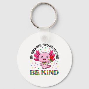 Autism Awareness Cute Be Kind Axolotl Coquette Bow Keychain