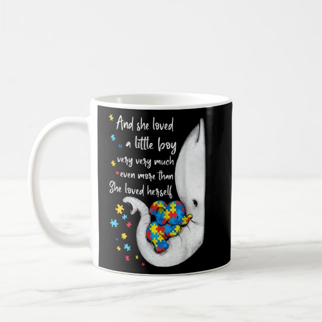 Autism Awareness Cute Elephants Mom And Kid  Coffee Mug (Left)
