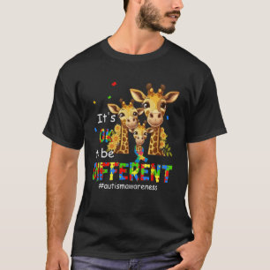 Autism Awareness Cute Giraffe Animal It s Ok To Be T-Shirt