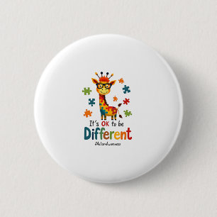 Autism Awareness Cute Giraffe Animal Its Ok To Be 2 Inch Round Button