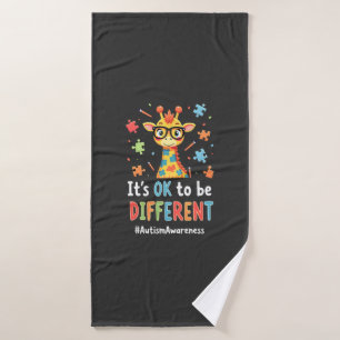 Autism Awareness Cute Giraffe Animal Its Ok To Be  Bath Towel