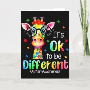 Autism Awareness Cute Giraffe Animal Its Ok To Be Card