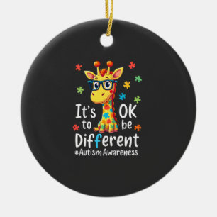 Autism Awareness Cute Giraffe Animal Its Ok To Be  Ceramic Ornament
