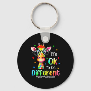 Autism Awareness Cute Giraffe Animal Its Ok To Be  Keychain