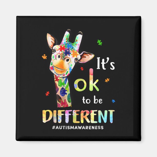 Autism Awareness Cute Giraffe Animal Its Ok To Be  Magnet (Front)