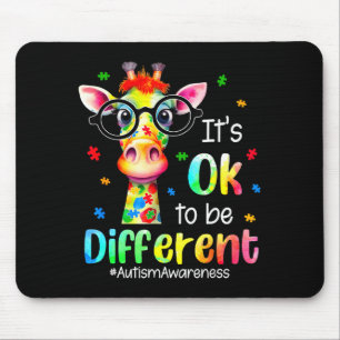 Autism Awareness Cute Giraffe Animal Its Ok To Be Mouse Pad