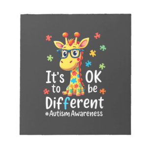 Autism Awareness Cute Giraffe Animal Its Ok To Be Notepad