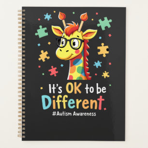 Autism Awareness Cute Giraffe Animal Its Ok To Be Planner