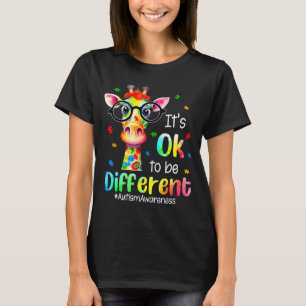 Autism Awareness Cute Giraffe Animal Its Ok To Be T-Shirt