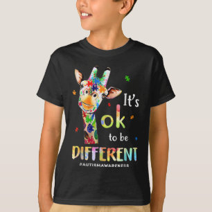 Autism Awareness Cute Giraffe Animal Its Ok To Be T-Shirt