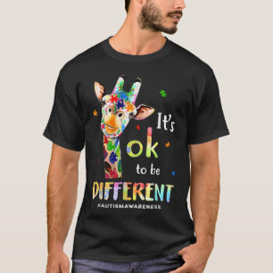 Autism Awareness Cute Giraffe Animal Its Ok To Be T-Shirt