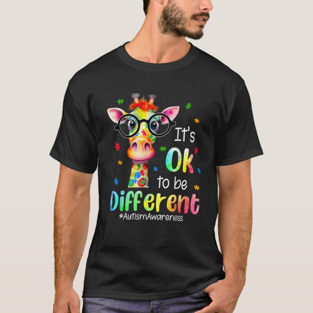 Autism Awareness Cute Giraffe Animal Its Ok To Be  T-Shirt (Front)