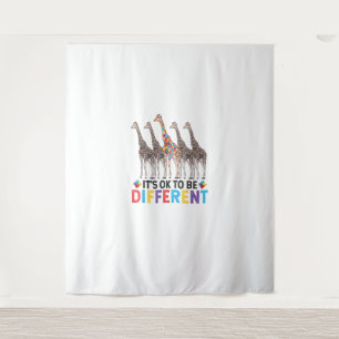 Autism Awareness Cute Giraffe Animal It's Ok To Be Tapestry